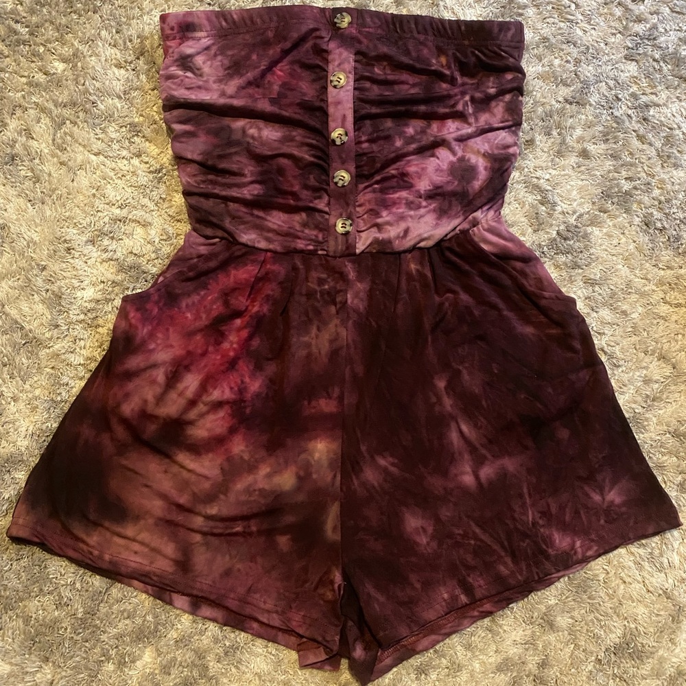 Tie dye Strapless Romper